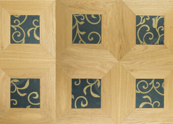 All things natural with grey slate insert patterned oak flooring